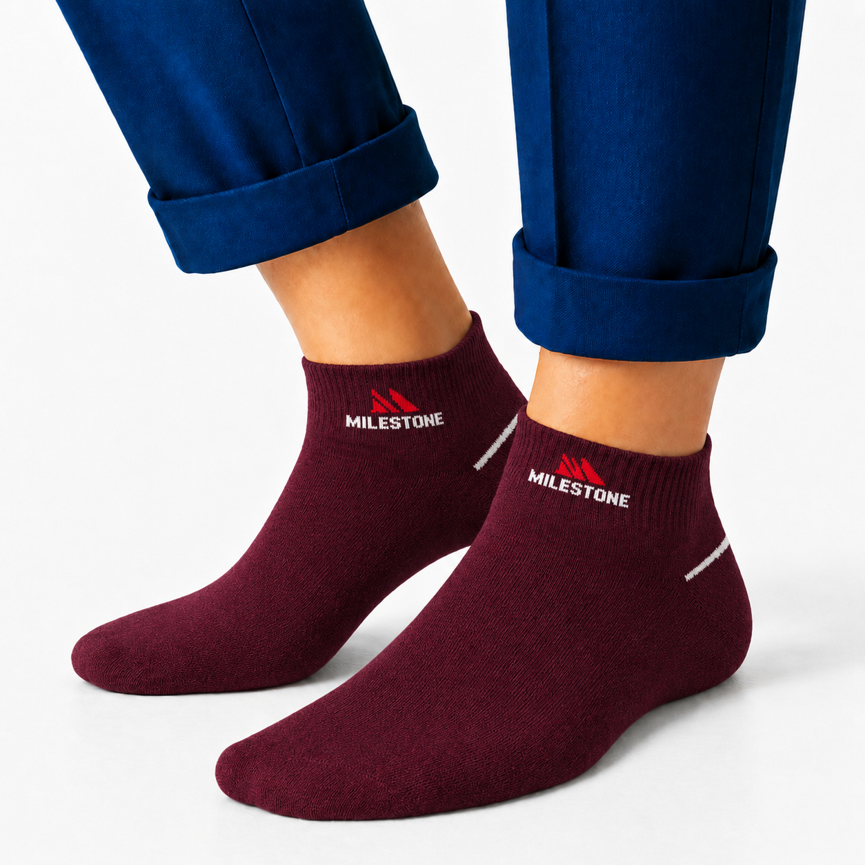 Milestone Maroon Plain Ankle Socks