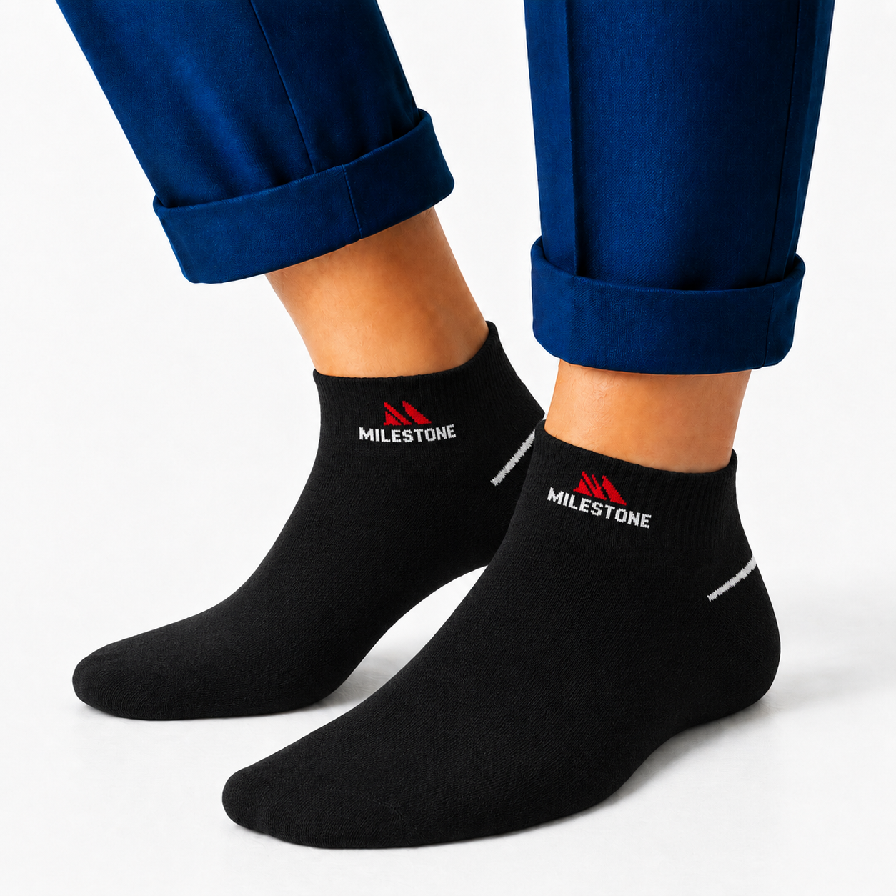 Milestone Black Minimal Ankle Socks