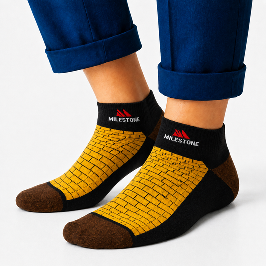 Milestone Mustard Brick Pattern Ankle Socks