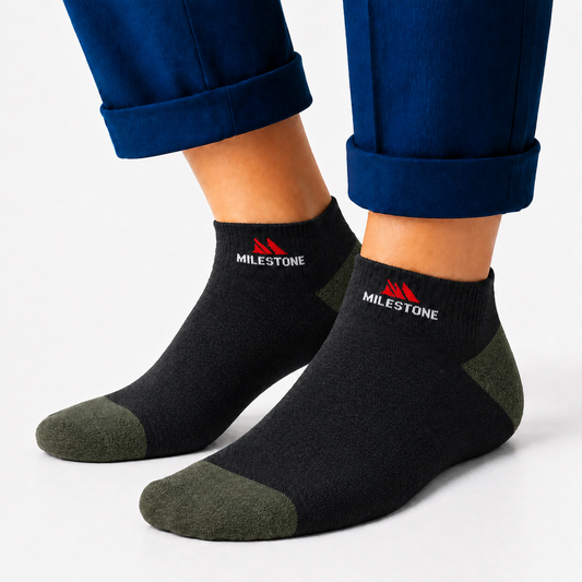 Milestone Black Olive Contrast Ankle Socks