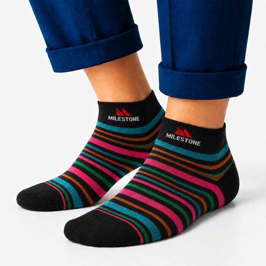 Milestone Multicolor Striped Ankle Socks