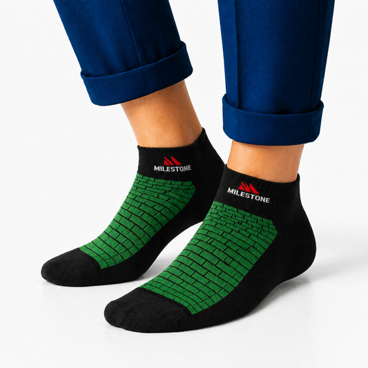 Milestone Green Brick Pattern Ankle Socks