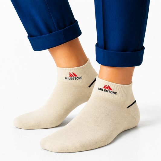 Milestone Cream Plain Ankle Socks