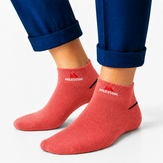 Milestone Coral Plain Ankle Socks